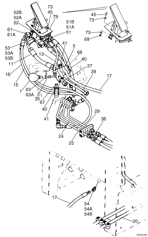 Схема запчастей Case 821E - (07-03B) - HYDRAULICS - BRAKE, MAIN - BRAKE VALVE (07) - BRAKES