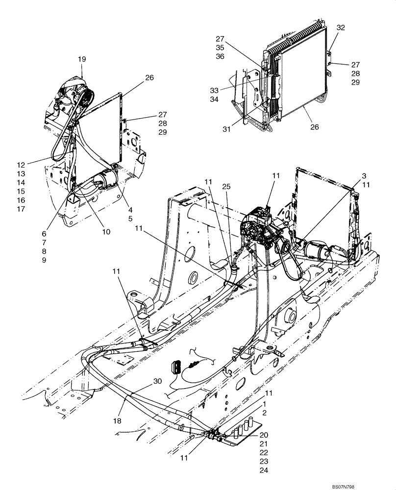 Схема запчастей Case 580M - (09-66) - CAB - AIR CONDITIONING, CONDENSER, RECEIVER-DRIER (09) - CHASSIS/ATTACHMENTS