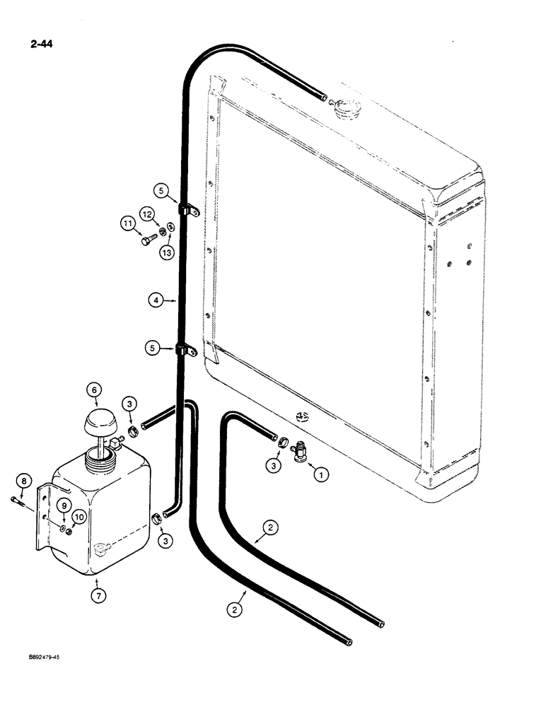 Схема запчастей Case W14C - (2-44) - COOLANT RECOVERY SYSTEM (02) - ENGINE