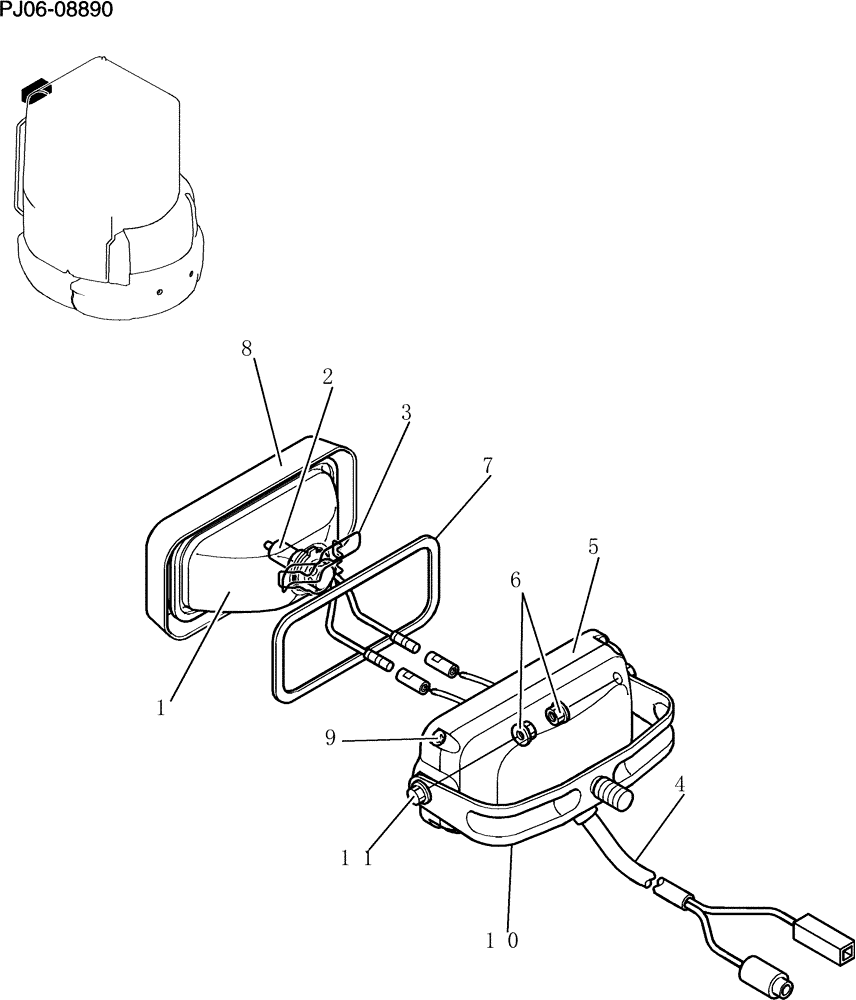 Схема запчастей Case CX50B - (215-17[1]) - LIGHT ASSY (55) - ELECTRICAL SYSTEMS