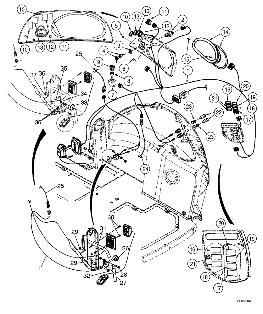 Схема запчастей Case 580SM - (04-10) - HARNESS, SIDE CONSOLE - SWITCHES (04) - ELECTRICAL SYSTEMS