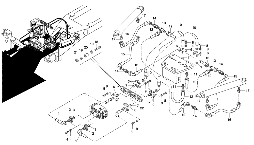 Схема запчастей Case 330 - (43A03010773[03]) - STEERING SYSTEM - HYDRAULIC CIRCUIT (09) - Implement / Hydraulics / Frame / Brakes