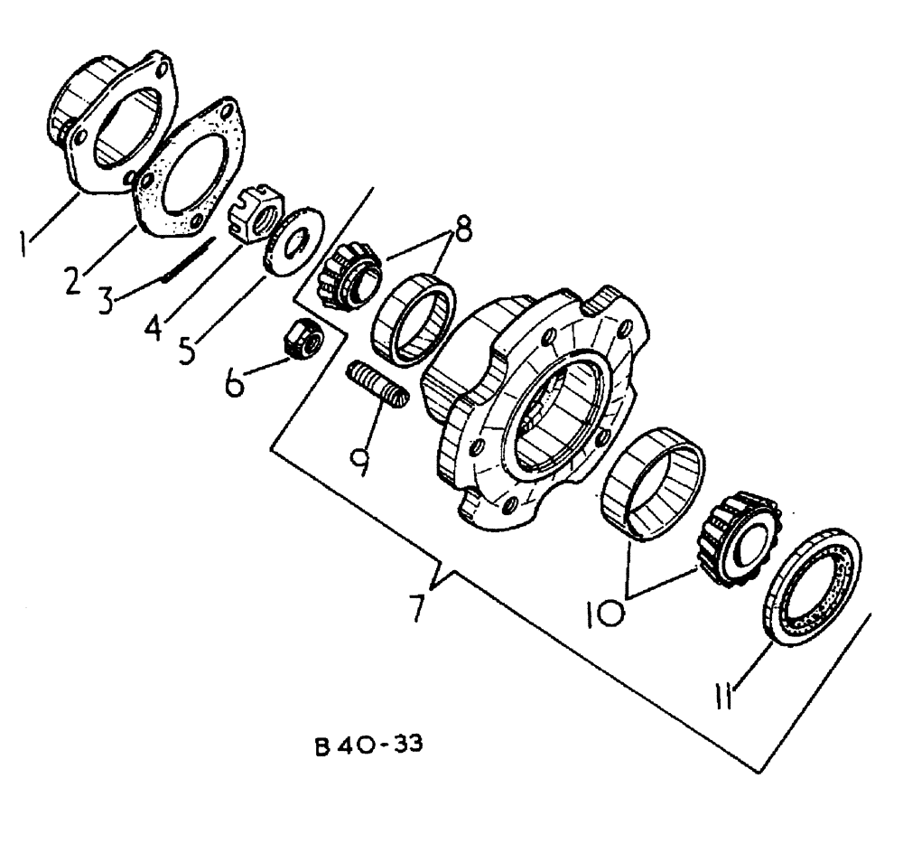 Схема запчастей Case 500 - (14-002) - STEERING AXLE -HUB AND CAP No Description