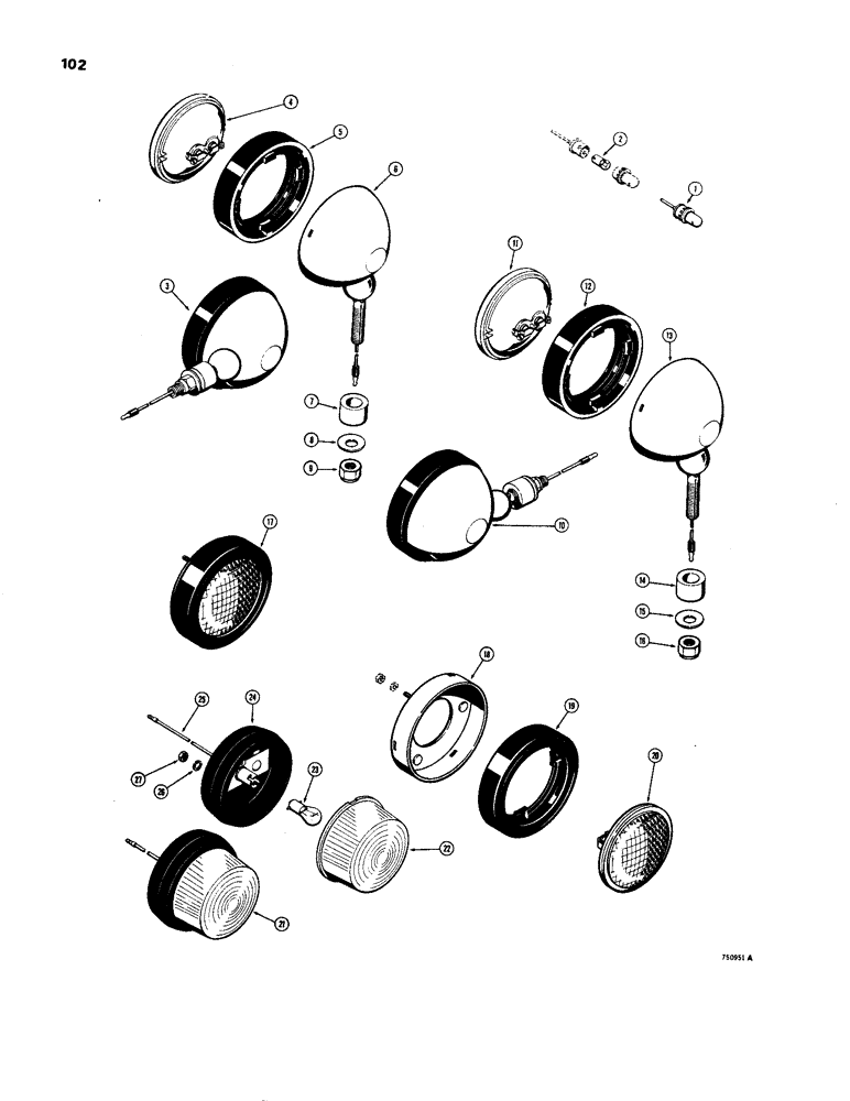 Схема запчастей Case W24B - (102) - LIGHTS, INSTRUMENT PANEL LIGHT (04) - ELECTRICAL SYSTEMS