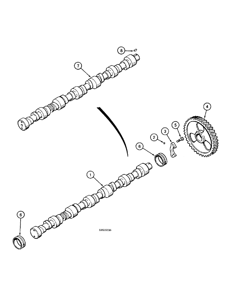 Схема запчастей Case 821B - (2-34) - CAMSHAFT, 6T-830 ENGINE, PRIOR TO P.I.N. JEE0050601 (02) - ENGINE