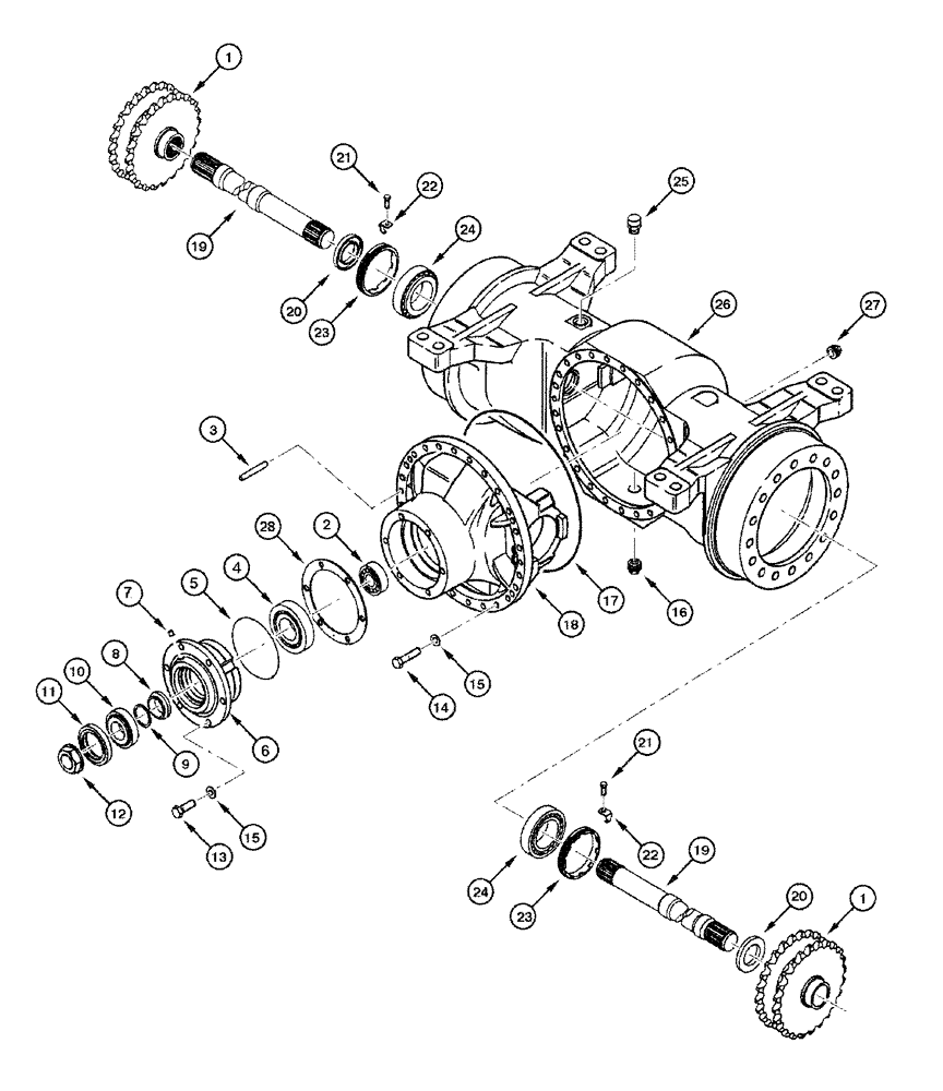 Схема запчастей Case 865 DHP - (6-064) - REAR AXLE CLARK - CENTER HOUSING (06) - POWER TRAIN