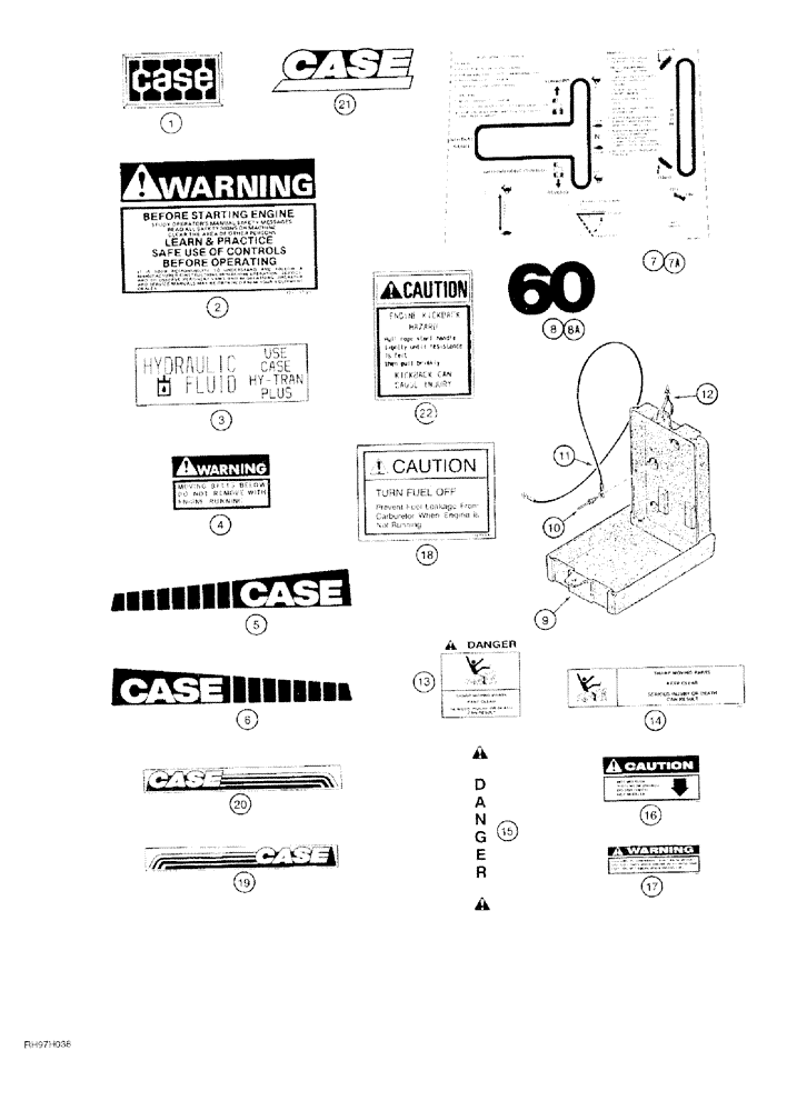 Схема запчастей Case 60 - (09-032) - DECALS AND MANUAL BOX 