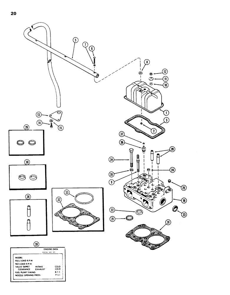 Схема запчастей Case W26B - (020) - CYLINDER HEAD AND COVER, (504BDT) DIESEL ENGINE (02) - ENGINE