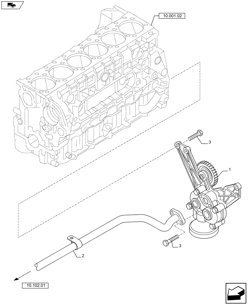 Схема запчастей Case F2CFA614C E019 - (10.304.01 03) - AUXILIARY OIL PUMP & RELATED PARTS (504375410) (Dec 2 2011 10:31:00.5659 AM) (10) - ENGINE