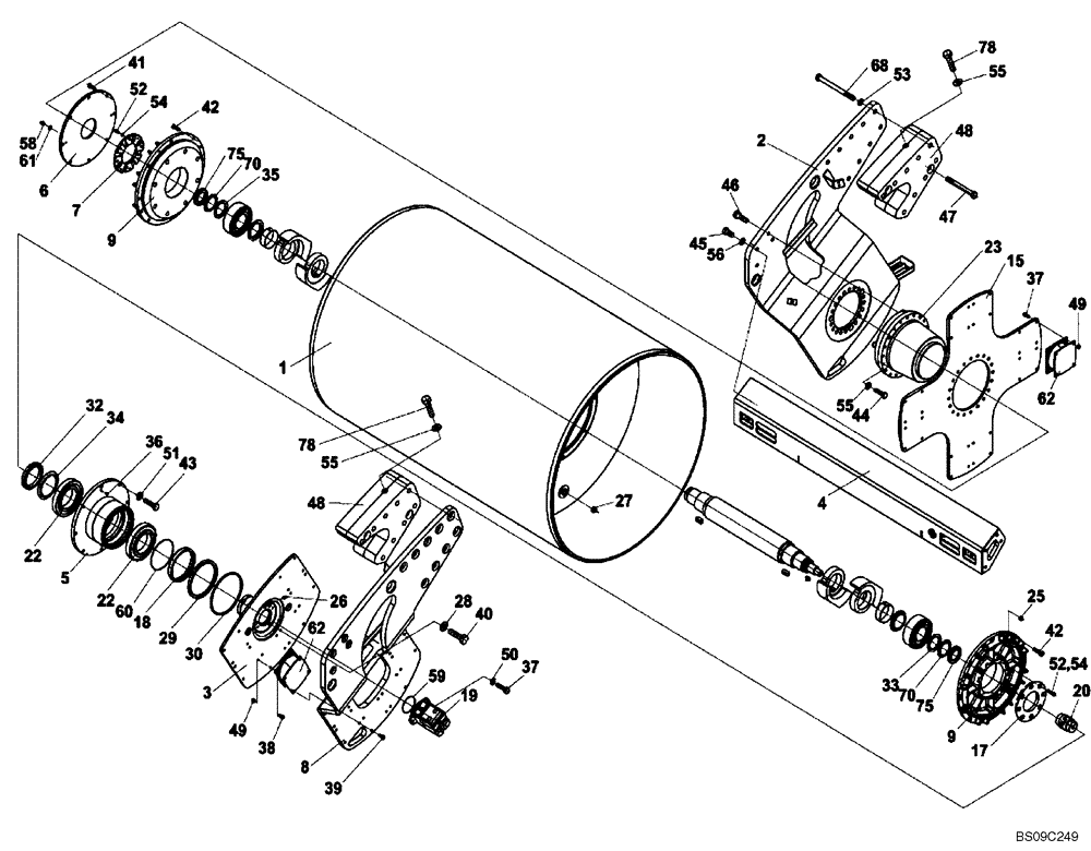 Схема запчастей Case DV213 - (44.511.01) - FRONT, REAR, DRUM MOUNTING (GROUP 1-ND135175) (44) - WHEELS