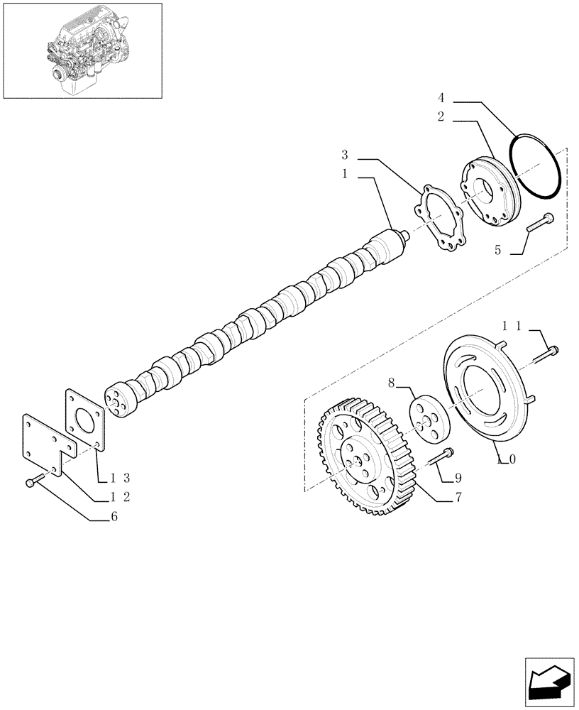 Схема запчастей Case F3AE0684E B002 - (0.12.5[01]) - CAMSHAFT (504004356) 