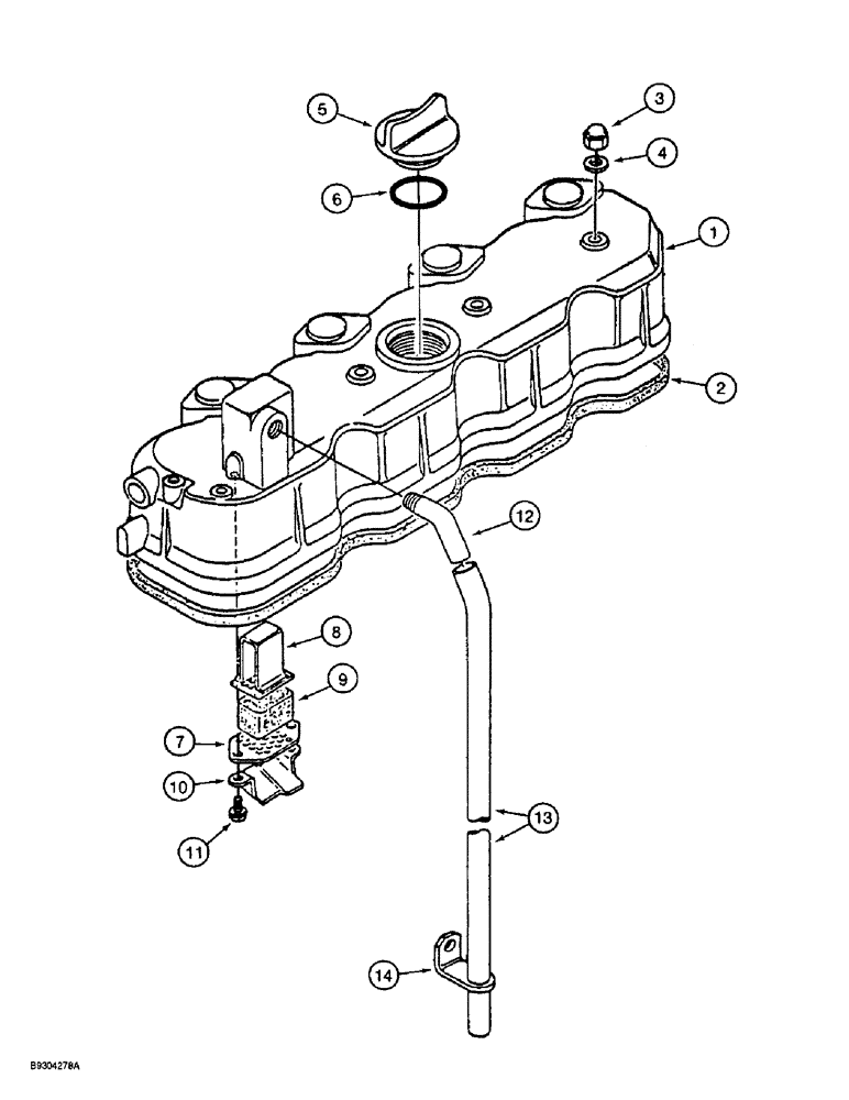 Схема запчастей Case 560 - (2-10) - CYLINDER HEAD COVER, KUBOTA V2203 ENGINE, PRIOR TO P.I.N. JAF0295741 (02) - ENGINE