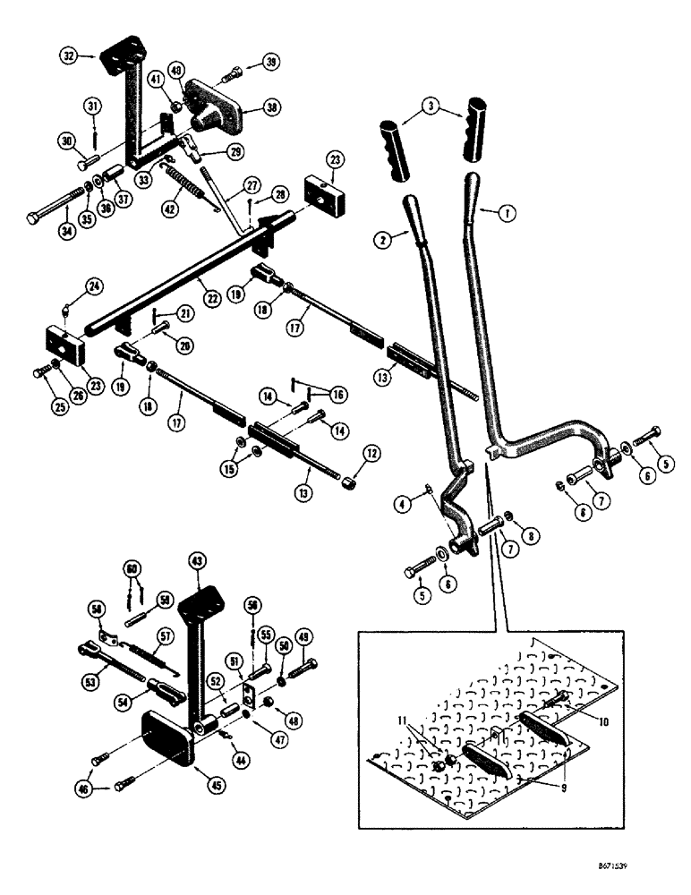 Схема запчастей Case 310G - (110) - STEERING LEVERS, CLUTCH AND BRAKE PEDALS (05) - UPPERSTRUCTURE CHASSIS