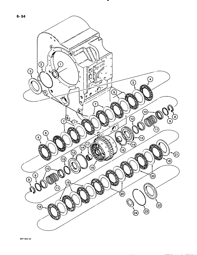 Схема запчастей Case W30 - (6-54) - ZF TRANSMISSION, REVERSE AND SECOND CLUTCH PACK (06) - POWER TRAIN