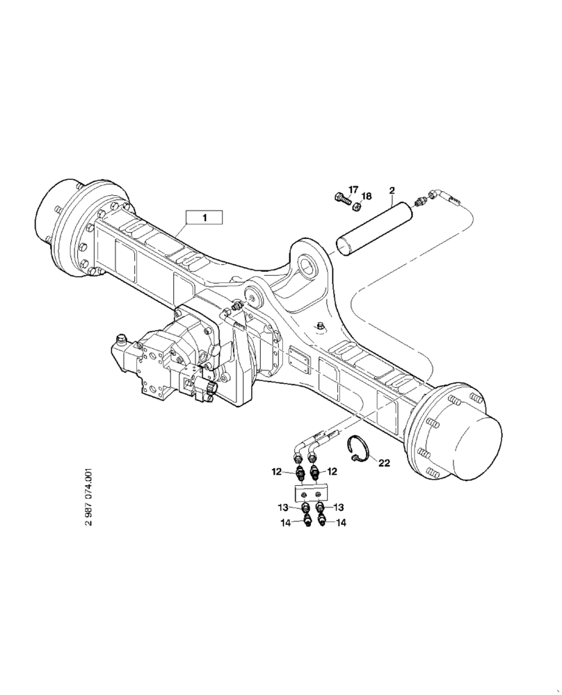 Схема запчастей Case 121E - (02.020[2988908000]) - REAR AXLE INSTALLATION STANDARD 20 KM/H (27) - REAR AXLE SYSTEM