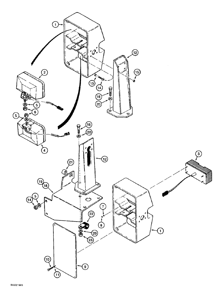 Схема запчастей Case 621B - (4-44) - FRONT LAMP MOUNTING, XT LOADER (04) - ELECTRICAL SYSTEMS