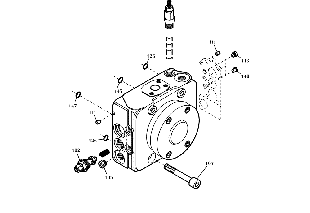 Схема запчастей Case 321E - (22.430[2811920000]) - DISTRIBUTOR PLATE PUMP INSTALLATION (35) - HYDRAULIC SYSTEMS