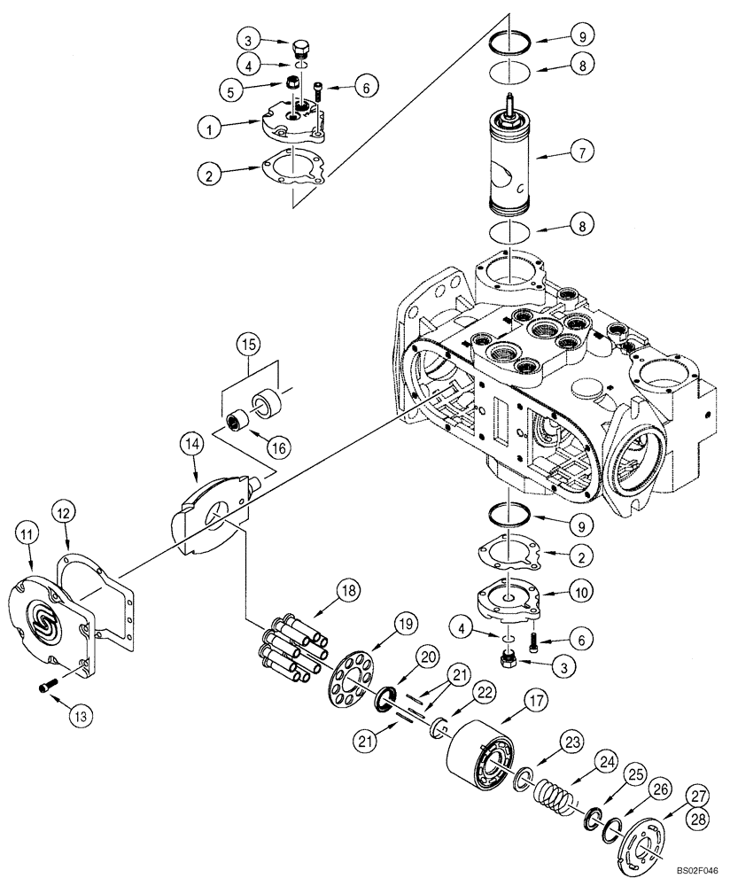 Схема запчастей Case 85XT - (06-08) - PUMP, TANDEM, CYLINDER BLOCK (Aug 13 2010 12:23PM) (06) - POWER TRAIN