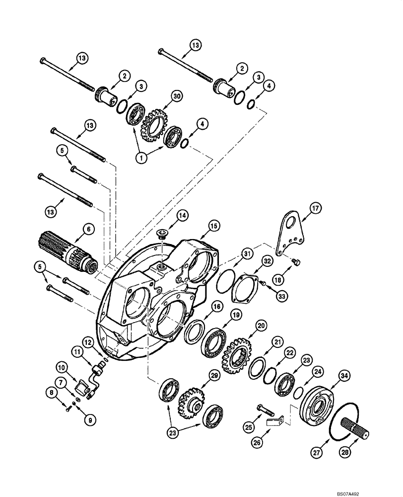 Схема запчастей Case 845 DHP - (06.07[00]) - TRANSMISSION - HOUSING AND INPUT SHAFT (06) - POWER TRAIN