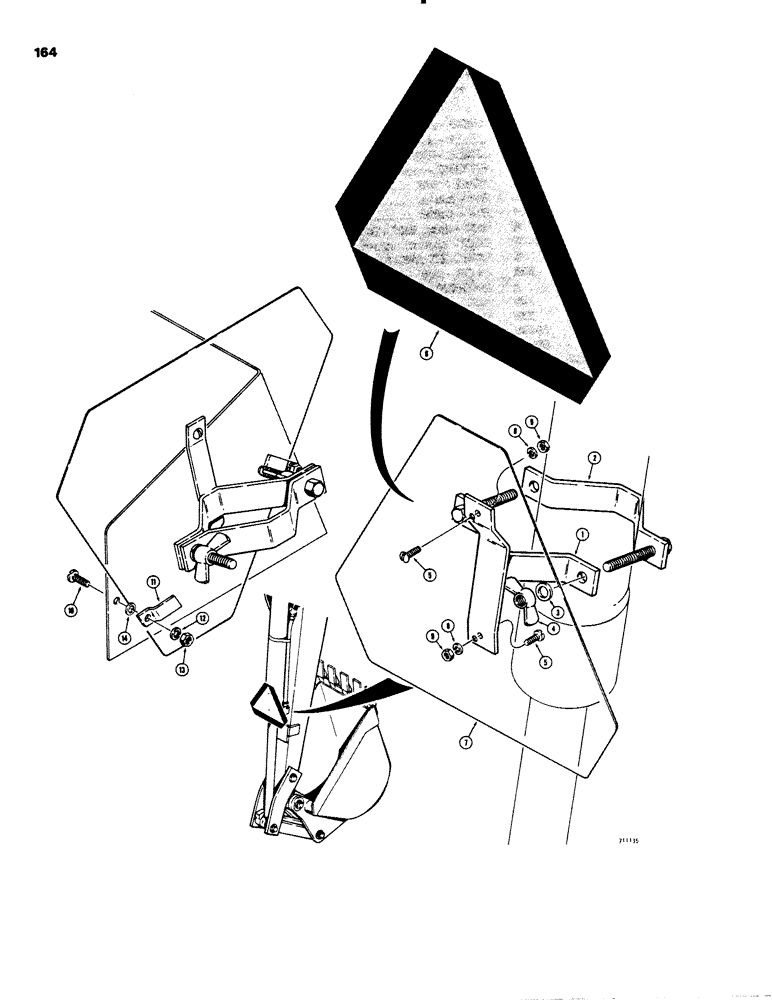 Схема запчастей Case 26C - (164) - SLOW MOVING VEHICLE EMBLEM, MODELS WITH T-TYPE MOUNTING BRACKET 