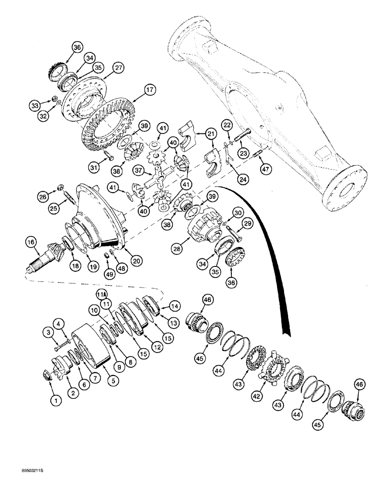 Схема запчастей Case 921 - (6-070) - REAR AXLE DIFFERENTIAL AND CARRIER (06) - POWER TRAIN