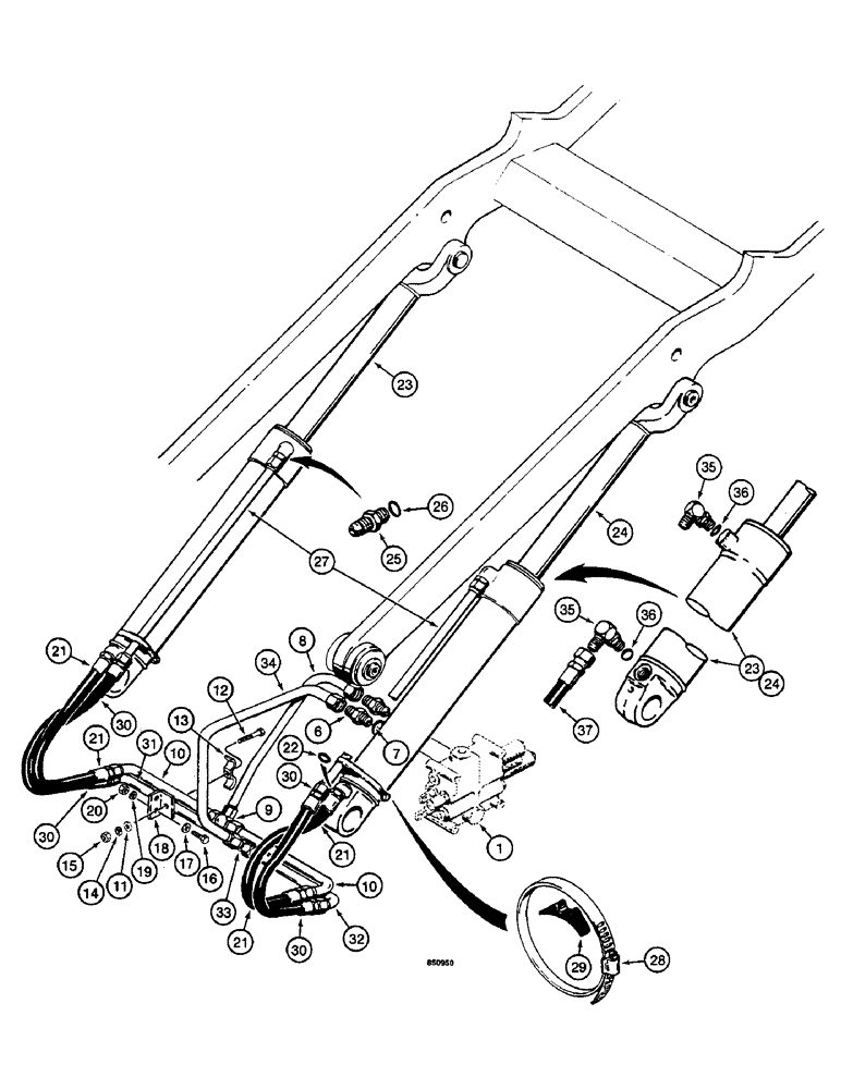 Схема запчастей Case W14 - (464) - LOADER LIFT HYDRAULIC CIRCUIT, VALVES ARE MARKED WITH CASE PART NUMBER (08) - HYDRAULICS