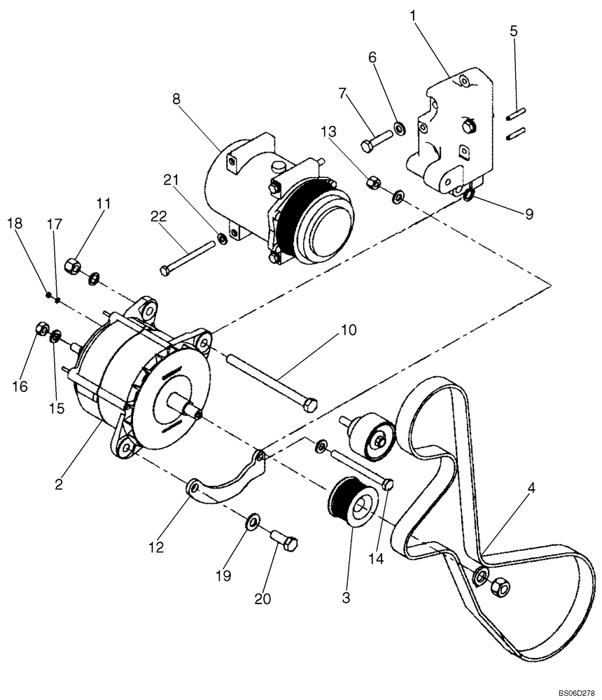 Схема запчастей Case 821E - (04-03) - ALTERNATOR - MOUNTING WITH AIR CONDITIONING (04) - ELECTRICAL SYSTEMS