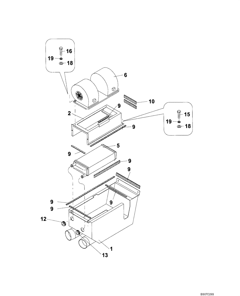 Схема запчастей Case SV208 - (12-022-03[01]) - HEATING UNIT (GROUP 600-1) (ND126713) (09) - CHASSIS/ATTACHMENTS