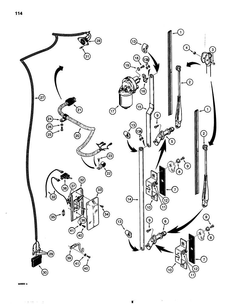 Схема запчастей Case 1080 - (114) - WINDSHIELD WIPER AND DOME LAMP (55) - ELECTRICAL SYSTEMS