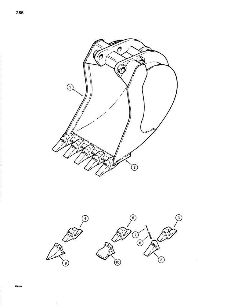 Схема запчастей Case 1280B - (286) - BACKHOE BUCKETS, GENERAL PURPOSE (09) - CHASSIS/ATTACHMENTS