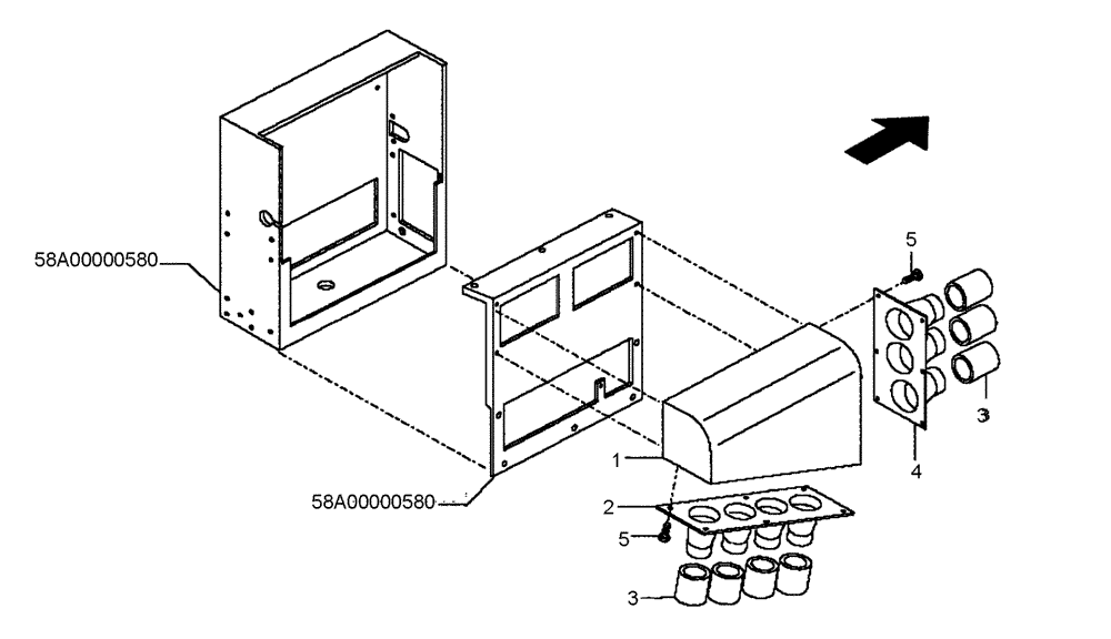 Схема запчастей Case 340B - (58A00000582[001]) - AIR DIFFUSER, CAB (87581562) (10) - Cab/Cowlings