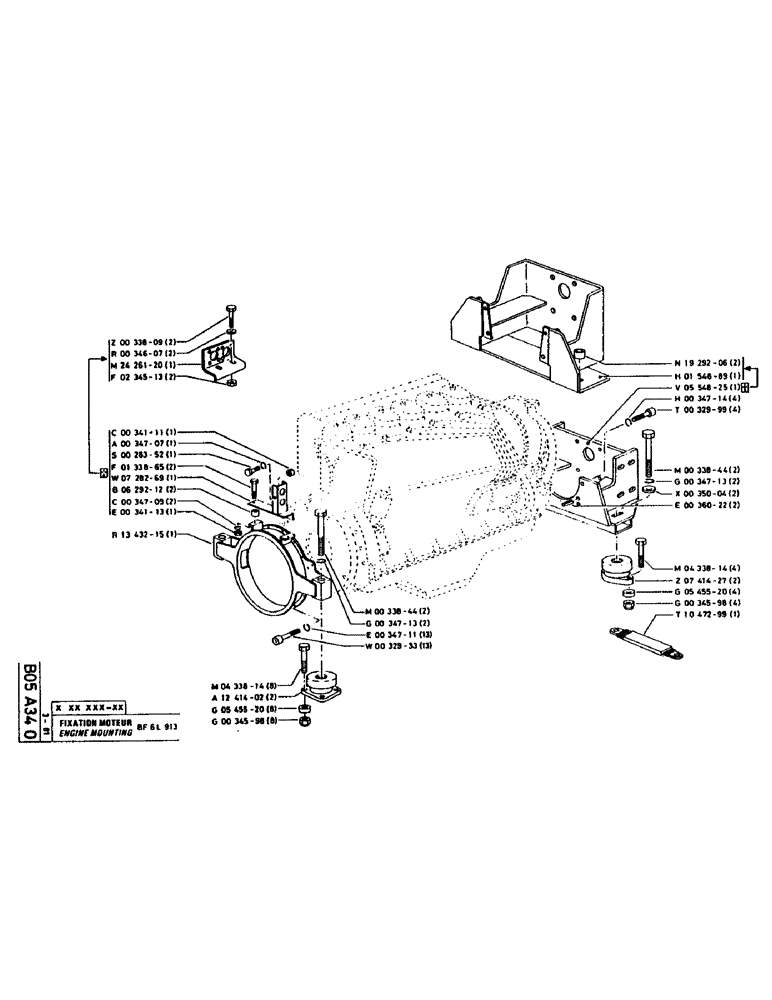 Схема запчастей Case 160CL - (034) - ENGINE MOUNTING (01) - ENGINE