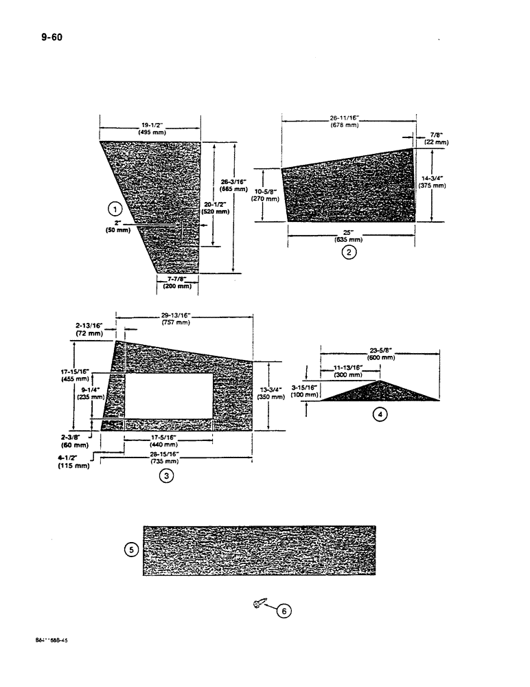 Схема запчастей Case W14C - (9-60) - CAB NOISE REDUCTION AND ANTIRECIRCULATION PADS (09) - CHASSIS/ATTACHMENTS