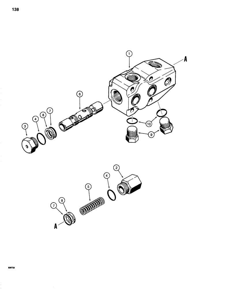 Схема запчастей Case 1280 - (138) - TRACK DRIVE HYDRAULIC MOTORS, TWO SPEED VALVE ASSEMBLY (04) - UNDERCARRIAGE