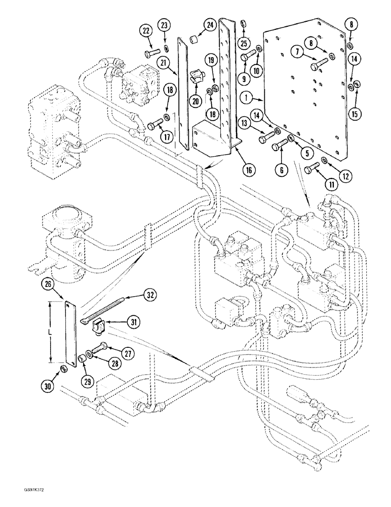 Схема запчастей Case 170C - (8-044) - HYDRAULIC CONTROL CIRCUIT, SOLENOID VALVE BRACKETS AND HOSE CLAMPS (08) - HYDRAULICS