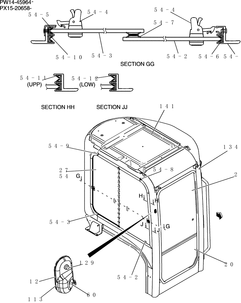 Схема запчастей Case CX36B - (744-17[2]) - CAB ASSY (COOLER) (05) - SUPERSTRUCTURE