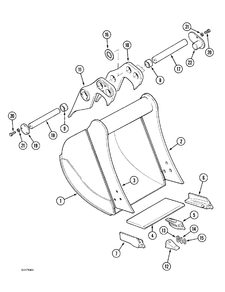 Схема запчастей Case 170C - (9-062) - BACKHOE BUCKET, WITH THREE-PIECE TOOTH RETAINING CONFIGURATION (09) - CHASSIS