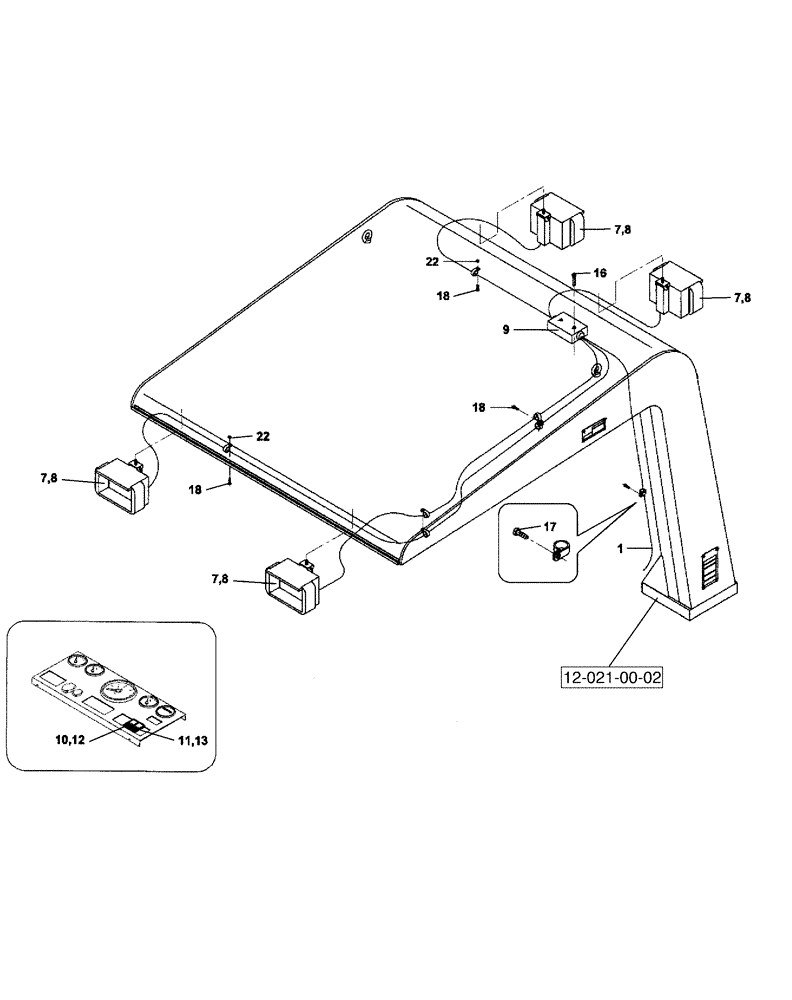 Схема запчастей Case SV212 - (04-001-05[02]) - LAMP, WORK - CANOPY - IF USED (04) - ELECTRICAL SYSTEMS