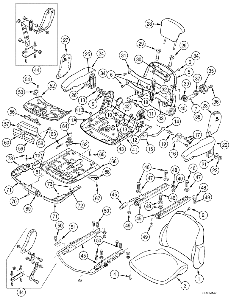 Схема запчастей Case 521D - (09-32) - SEAT ASSY, AIR SUSPENSION (09) - CHASSIS