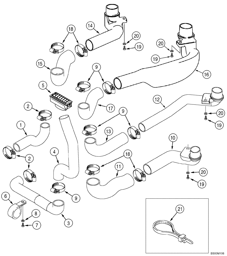 Схема запчастей Case 521D - (09-44) - CAB - HEATER AND AIR CONDITIONING DUCTS (09) - CHASSIS