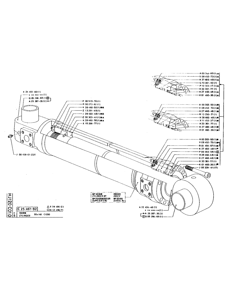 Схема запчастей Case 220 - (163) - CYLINDER (07) - HYDRAULIC SYSTEM