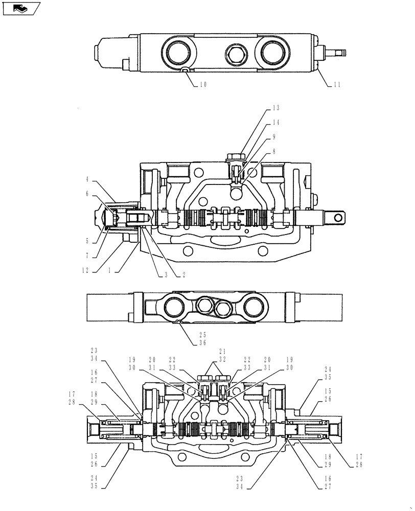 Схема запчастей Case CX55BMSR - (01-020[06]) - VALVE INSTALL (ROTARY) (35) - HYDRAULIC SYSTEMS