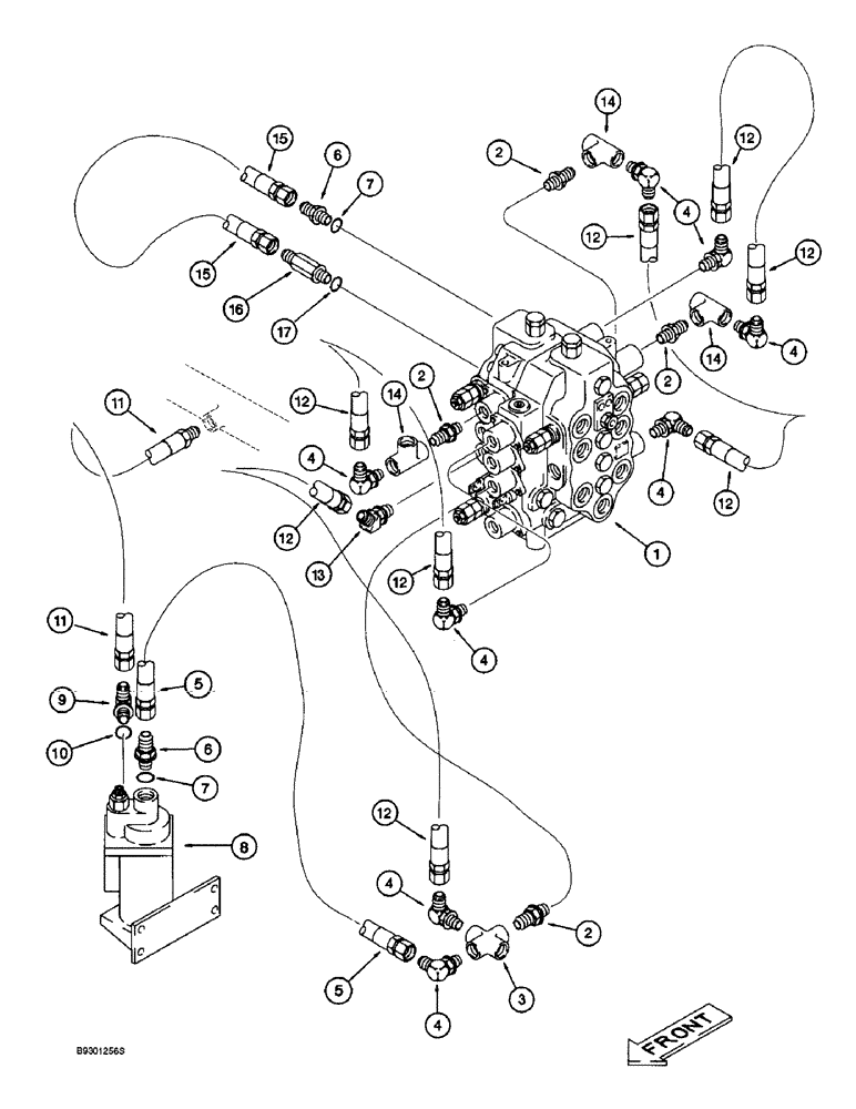 Схема запчастей Case 9010 - (8-32) - HYDRAULIC CONTROL CIRCUIT, PILOT LINES AT HYDRAULIC CONTROL AND BOOM HOLD VALVES (08) - HYDRAULICS