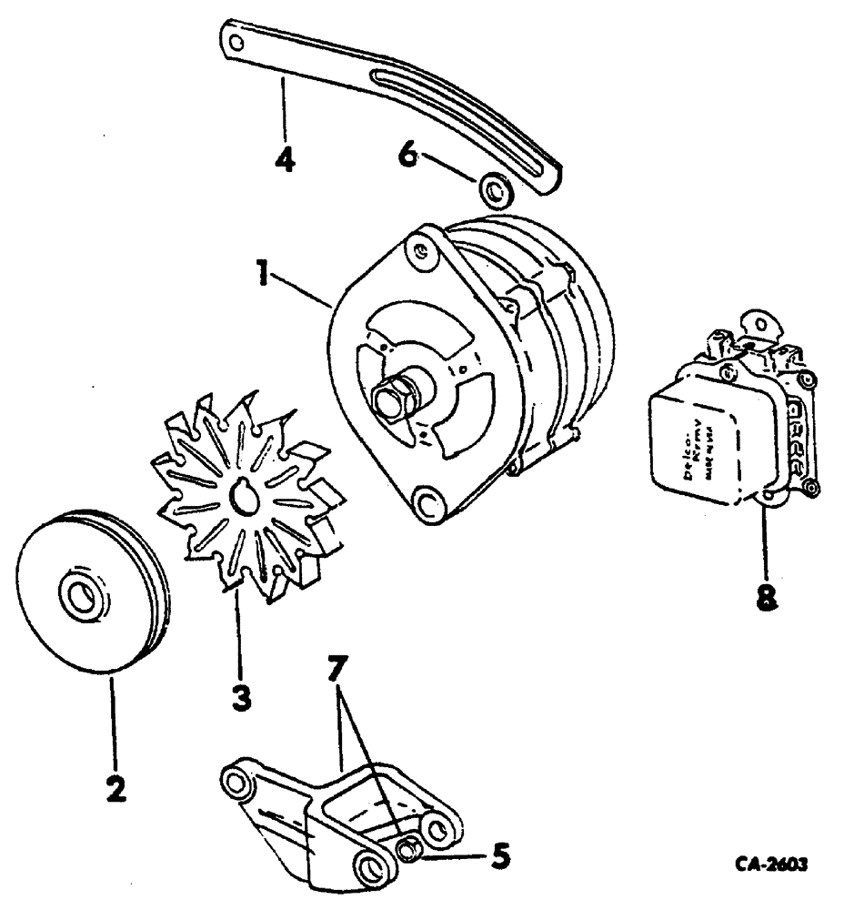 Схема запчастей Case 3400 - (043) - ALTERNATOR, GENERATOR AND CONNECTIONS - DIESEL ENGINE TRACTORS (55) - ELECTRICAL SYSTEMS