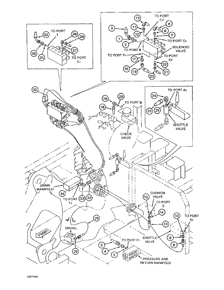 Схема запчастей Case 9020B - (8-046) - SOLENOID VALVE PILOT LINES (08) - HYDRAULICS