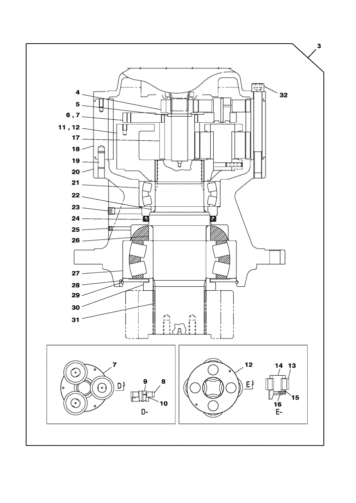 Схема запчастей Case CX300C - (06-002-01[01]) - SWING MOTOR-DRIVE REDUCTION GEAR (08) - HYDRAULICS