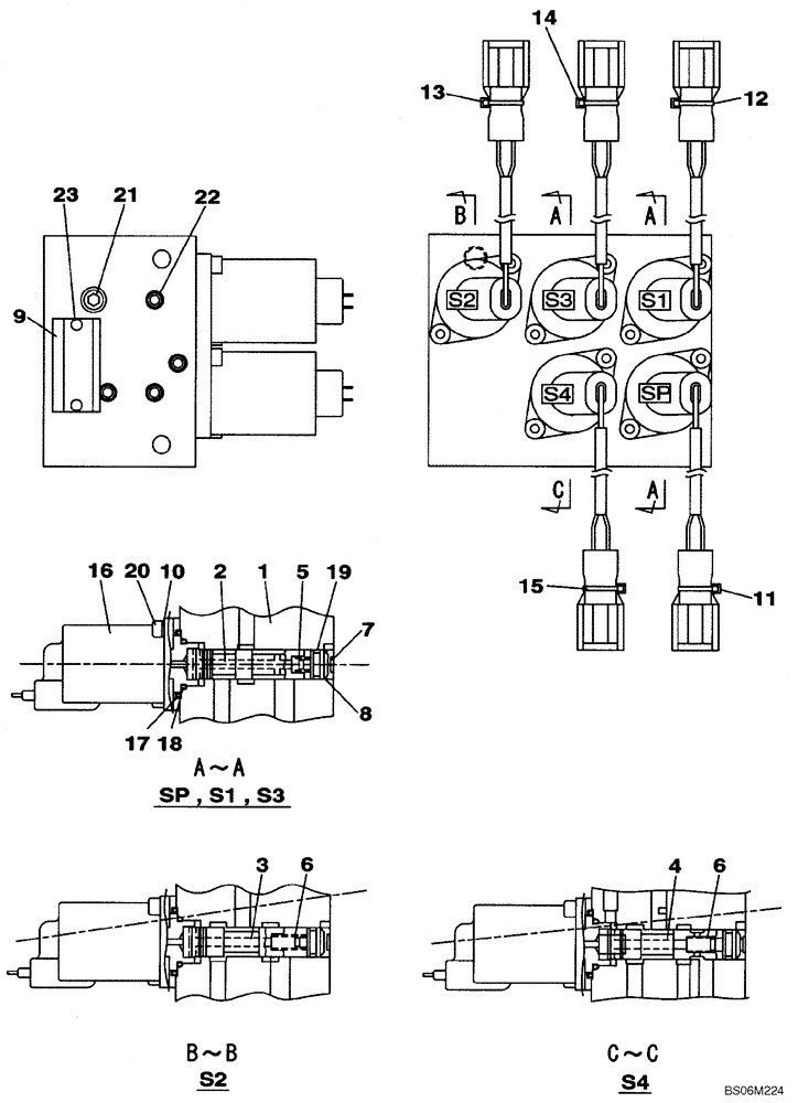 Схема запчастей Case CX240B - (08-077) - VALVE, SOLENOID - PILOT PRESSURE, RETURN LINES (08) - HYDRAULICS