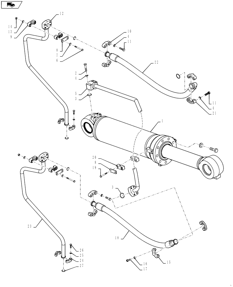 Схема запчастей Case 1121F - (35.160.01[03]) - TILT CYLINDER INSTALLATION Z-BAR AND XR (35) - HYDRAULIC SYSTEMS