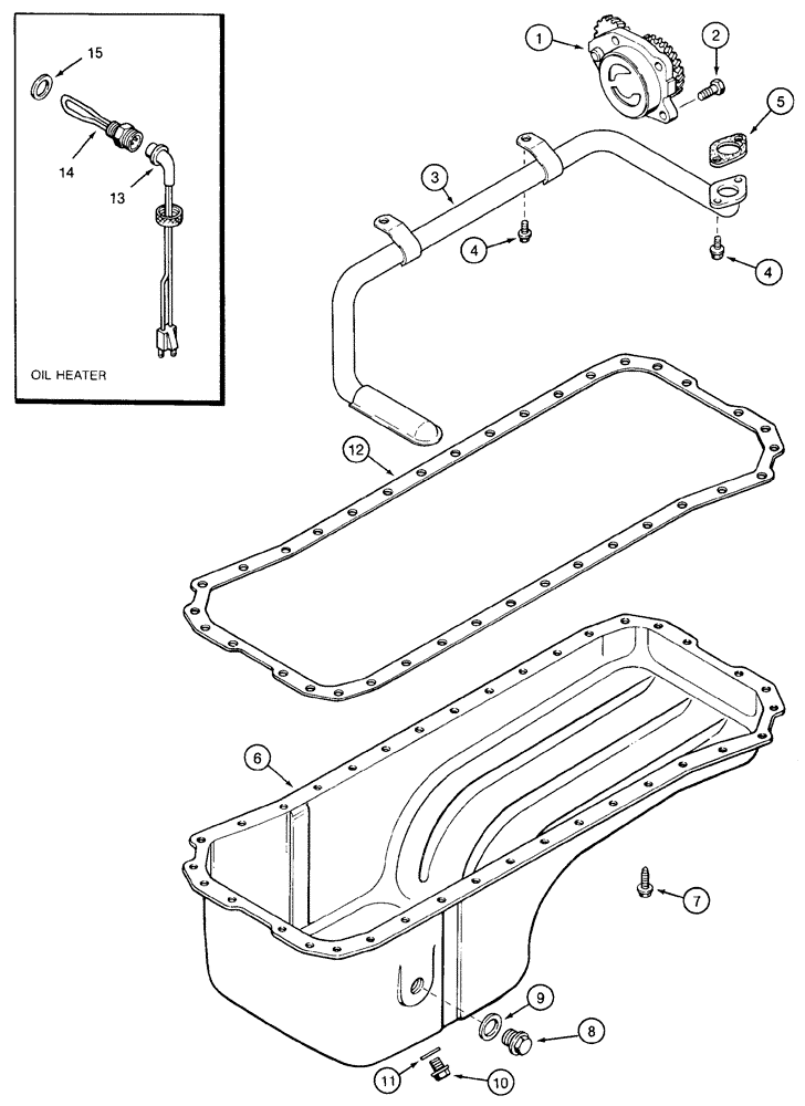 Схема запчастей Case 6030 - (02-12) - OIL PUMP, PAN HEATER 6T-590 EPA TIER 1 EMISSIONS CERTIFIED ENGINE (02) - ENGINE