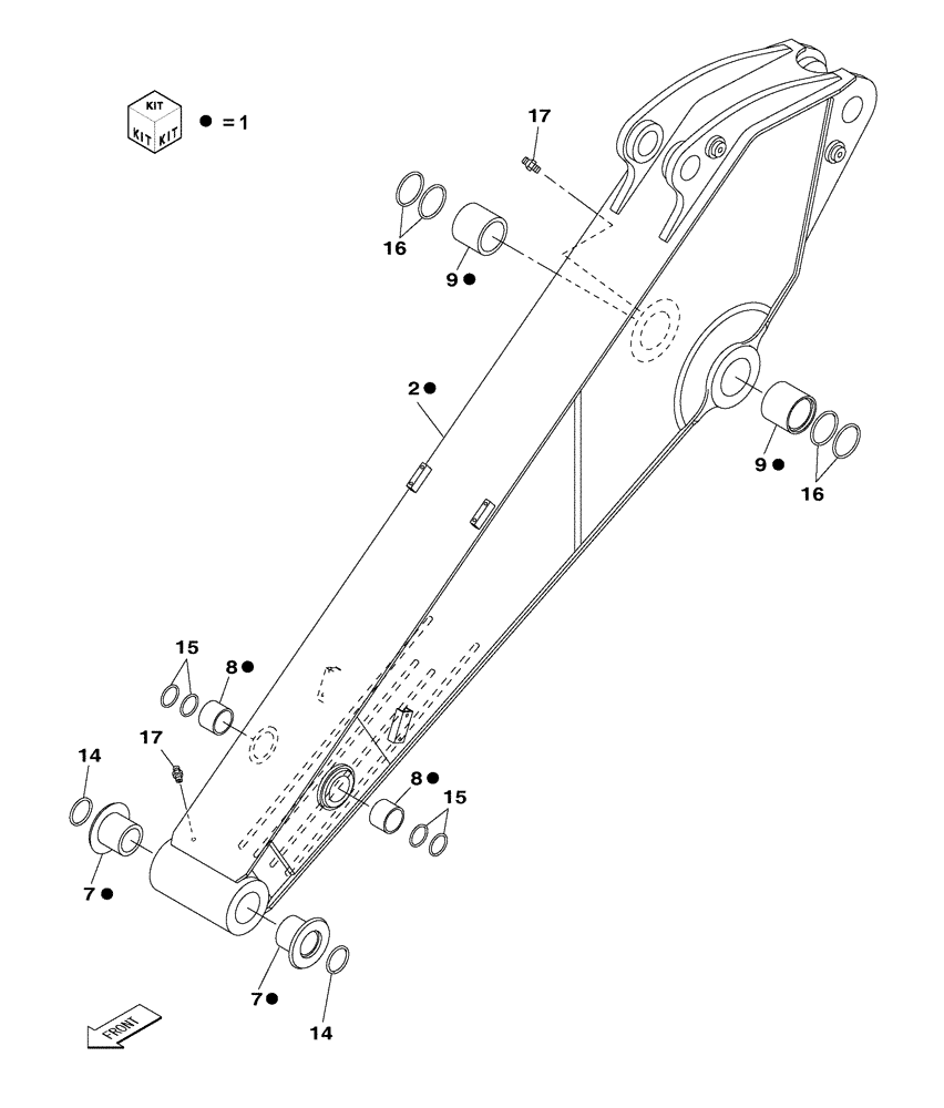 Схема запчастей Case CX350C - (09-036[02]) - DIPPER - 2.63 M - CX370C - CX370C NLC (09) - CHASSIS/ATTACHMENTS